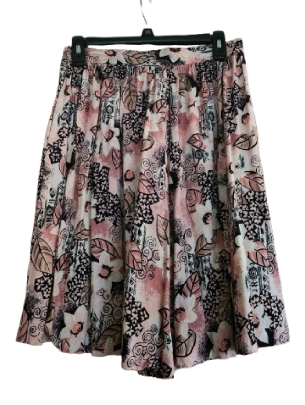 Vintage Women's Peachy Pink Floral A-Line Culottes